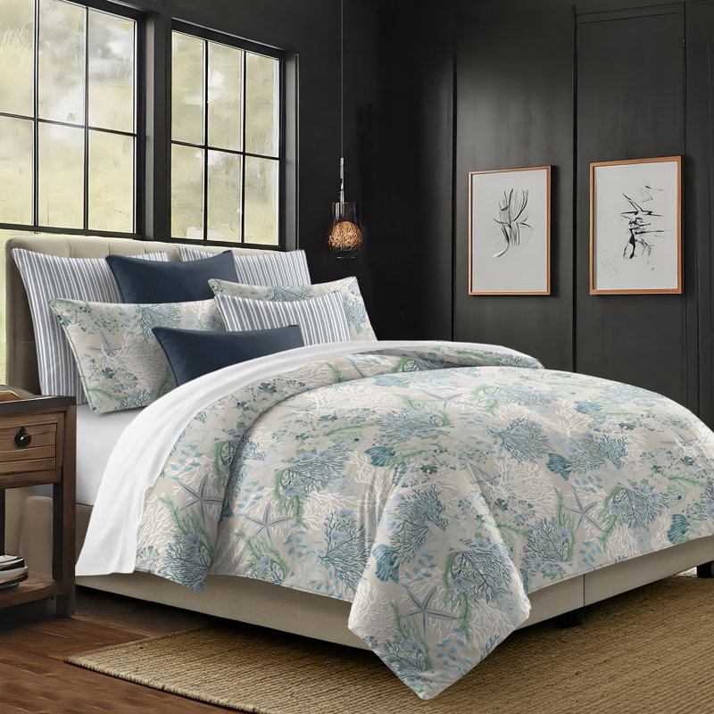 Under The Sea  Ocean Cotton Coverlet Set, California King Coverlet + 7 Additional Pieces