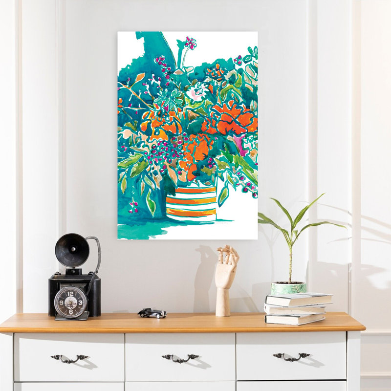Teintes vives de l'été, art tropical abstrait, H 24 po x l 16 po