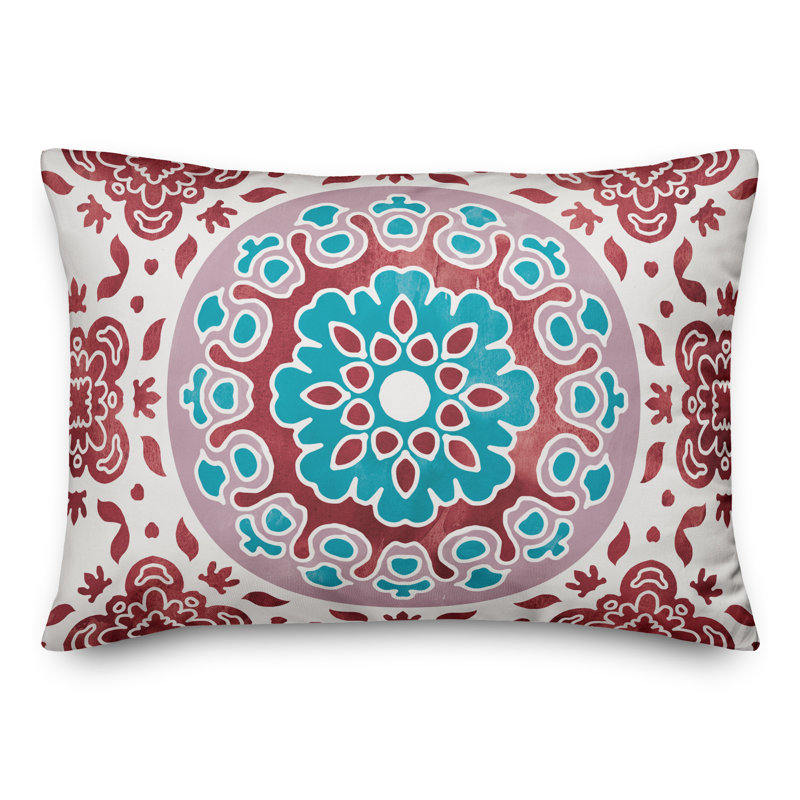 Housse et insert de coussin d'extérieur pour l'extérieur, Rouge, Floral 3