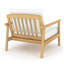 Fauteuil club Maia en teck, coussin blanc-122886863