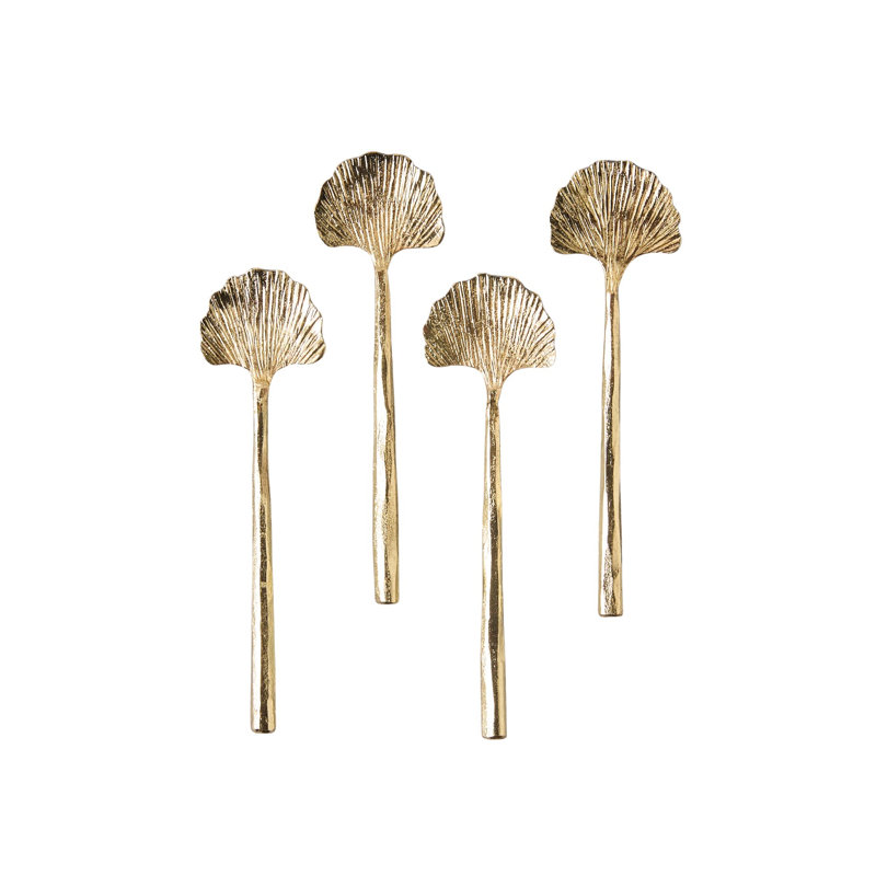 Mini-cuillères Gingko, or, ensemble de 4