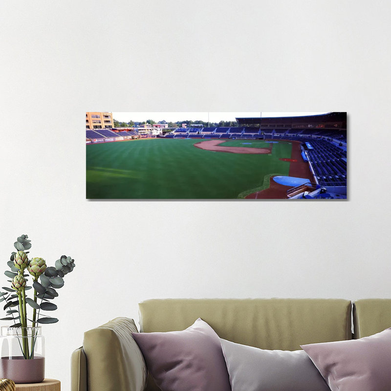 Baseball Stadium in A City, Durham Bulls athletic Park, Durham, Durham County, North Carolina, USA 1 Piece Wrapped Canvas Panoramic Wall Art