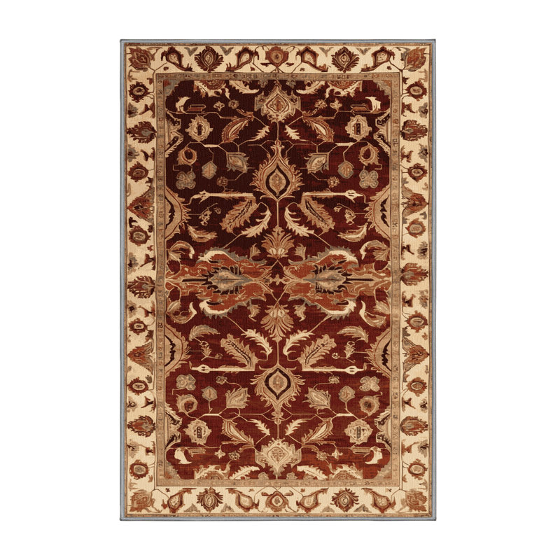 Machine Washable Persian Brown Area Rug, Rectangle 5' x 7'