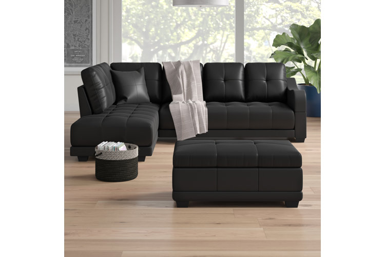 Top With Ottoman Black Sectionals