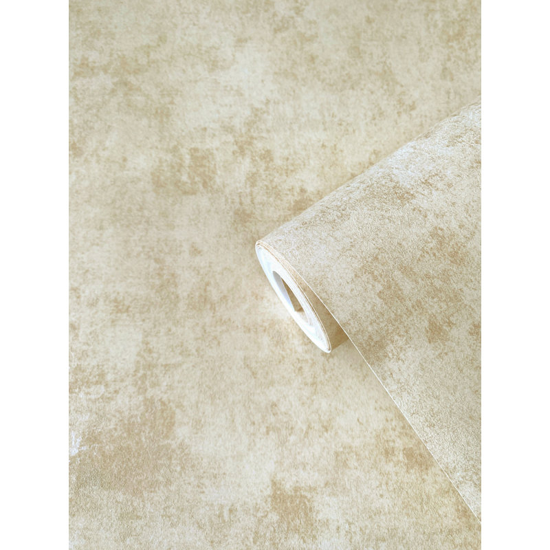 Elegance Collection Metallic Plaster Wallpaper Roll, Beige