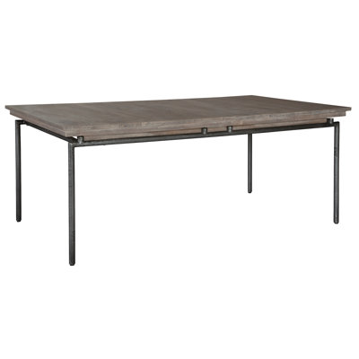 Extendable Solid Wood Top Metal Base Dining Table