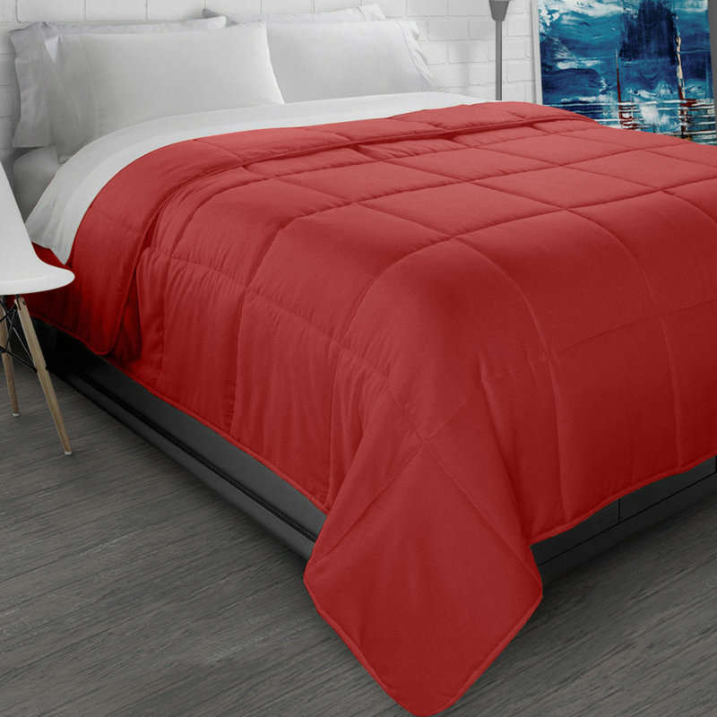 Brushed Cozy Touch Microfiber Down-Alternative Comforter, Twin, Brick Red