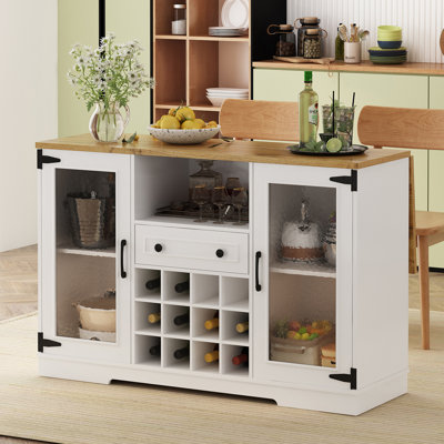 Buffet extensible avec rangement, 120 cm (47,2 pouces), style ferme, en MDF, pour salle à manger
