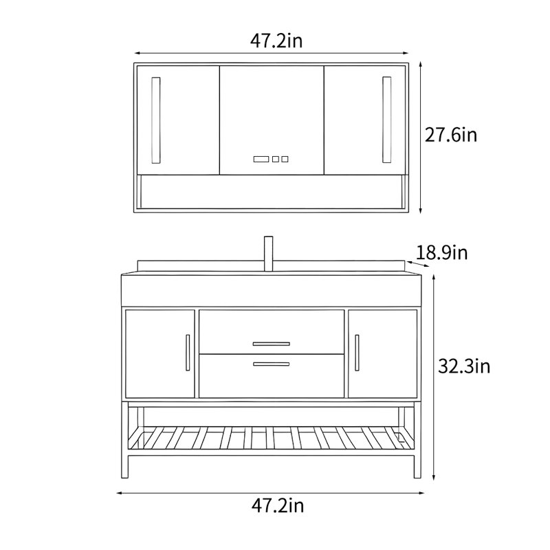 Light luxury simple bathroom cabinet, Gray