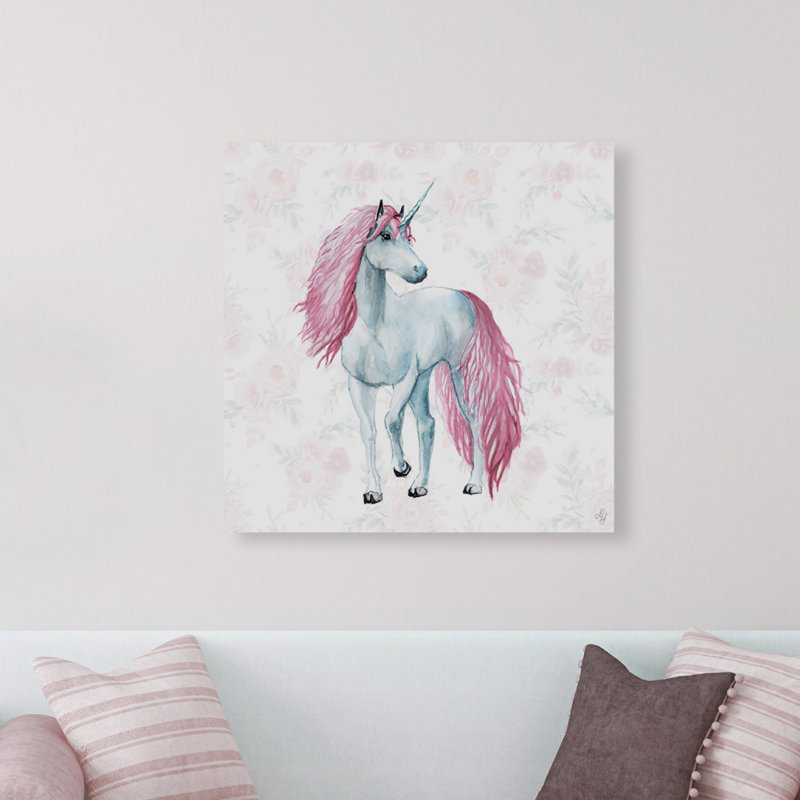 Croteau Croteau Feminine Unicorn - No Frame Print on Canvas, 81cm H x 81cm W x 3.81cm D