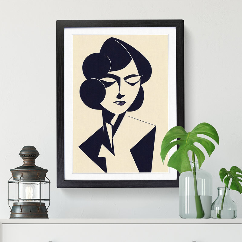 FRM-V0523-135X Deco Woman Silhouette Vol.2 1 Piece Single Picture Frame Wall Art, 46cm H x 34cm W x 2cm D, Oak Framed