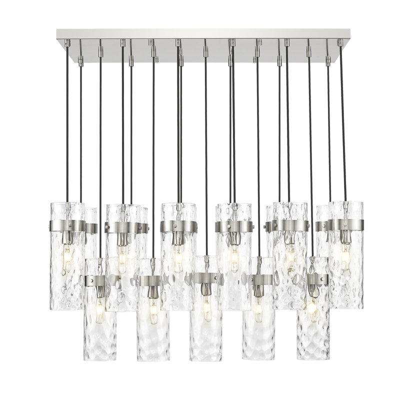 Lustre linéaire à 17 lumières Lansford, Nickel brossé