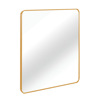 Square Gold Wall Mirror 30 Inches For Bathroom, 4Mm Hd Glass, - Rust Aluminum Alloy, Shatterproof Film, Installation Manual