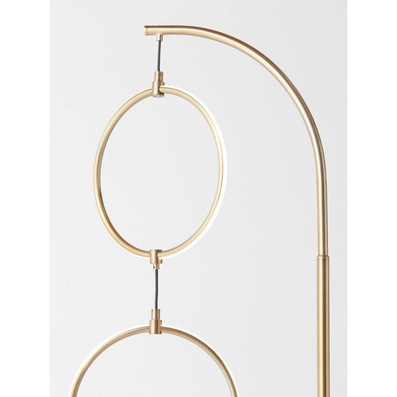 Brass Arc LED Floor Lamp with 3-Way Touch Switch