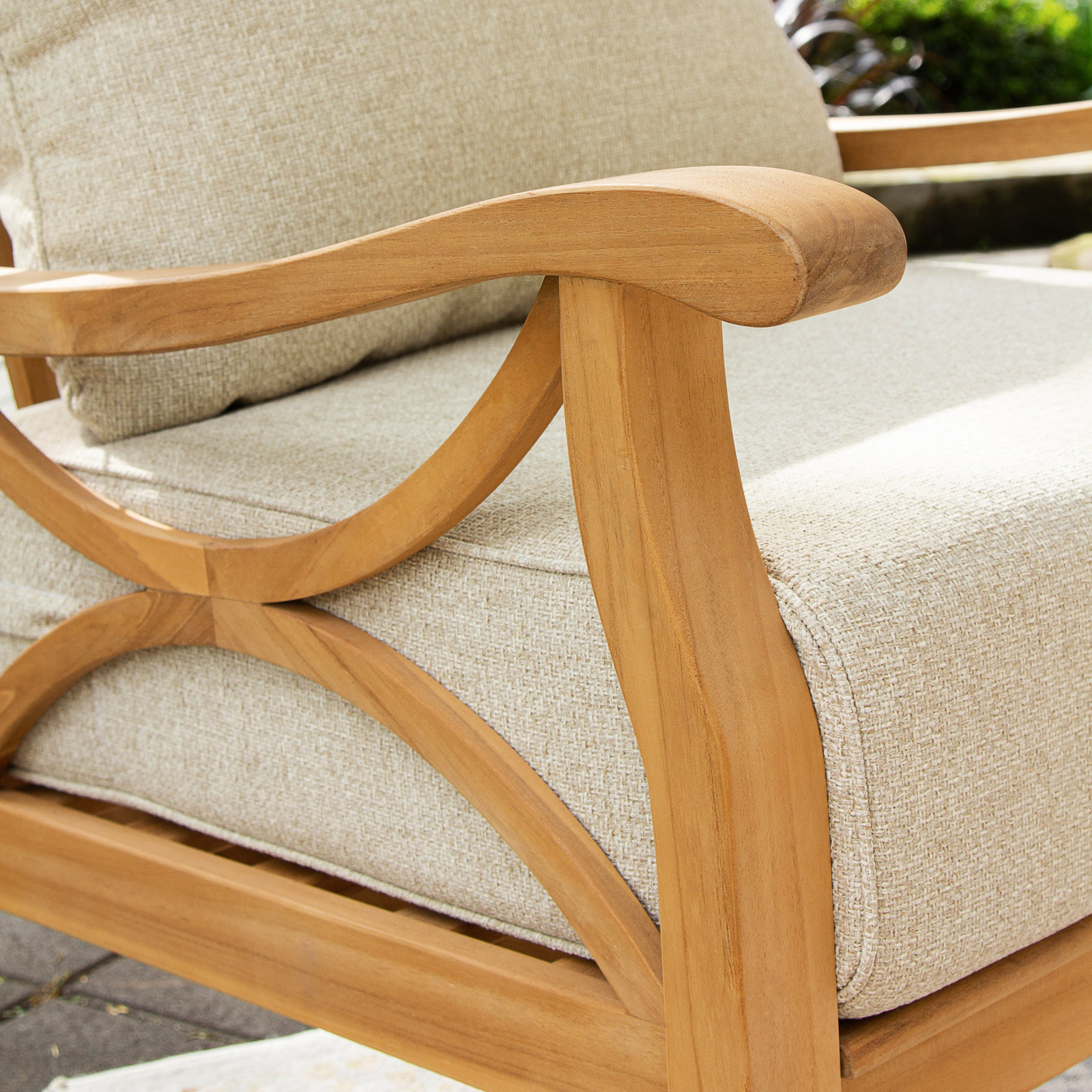 Brunswick 5 Piece Teak Sofa Seating Group with Cushions , Brown, Tan Performance Basketweave