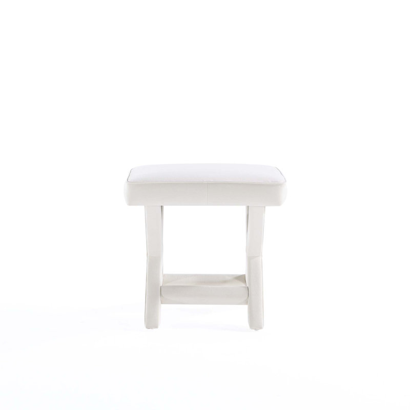 Faulkwoods Velvet Ottoman, Cream