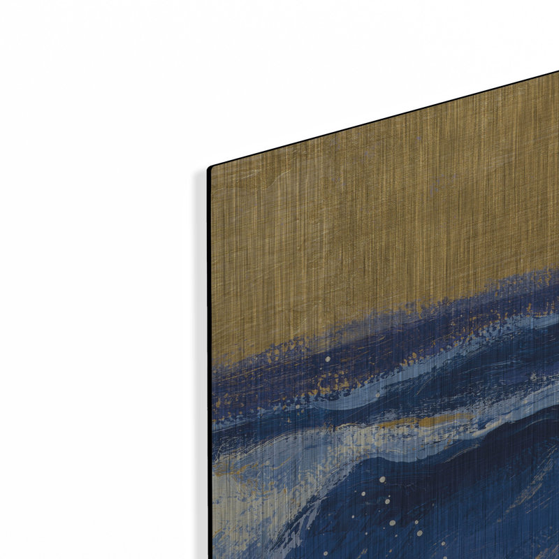 Highland Dunes «Seagulls with Gold Sky 3» par Shirley Novak, art mural en métal, H 36 po x l 36 po