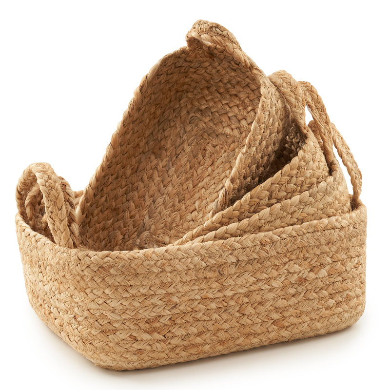 Natural Jute Rectangular Storage Basket Set of 4