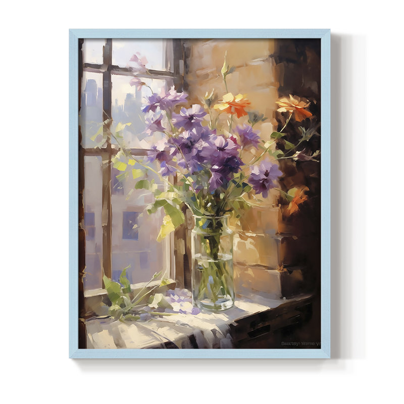 «FLORAL Series DCCL XXXVII», reproduction encadrée - bois massif, H 21 po x l 17 po, Bleu