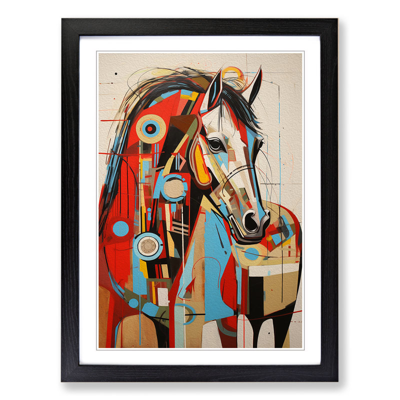 Horse Constructivism - Framed Print, Black , 64cm H x 46cm W x 2cm D