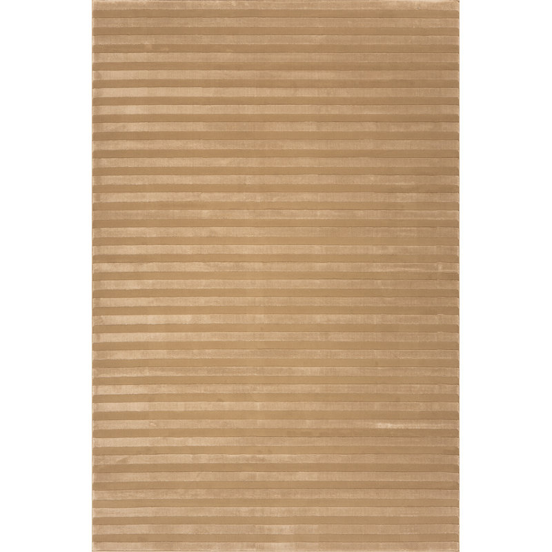  Valoria Striped Washable Area Rug, Beige, Rectangle 6'7" x 9'1"