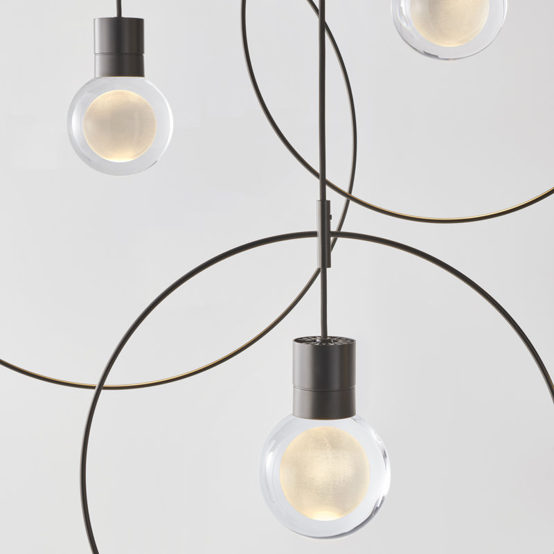 Mina LED Pendant, 1, 152" H x 7.6" W x 5" D, Black