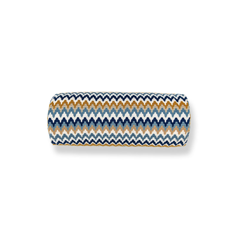 RAINBOW MOUNTAIN CREWEL PILLOW, Denim Gold