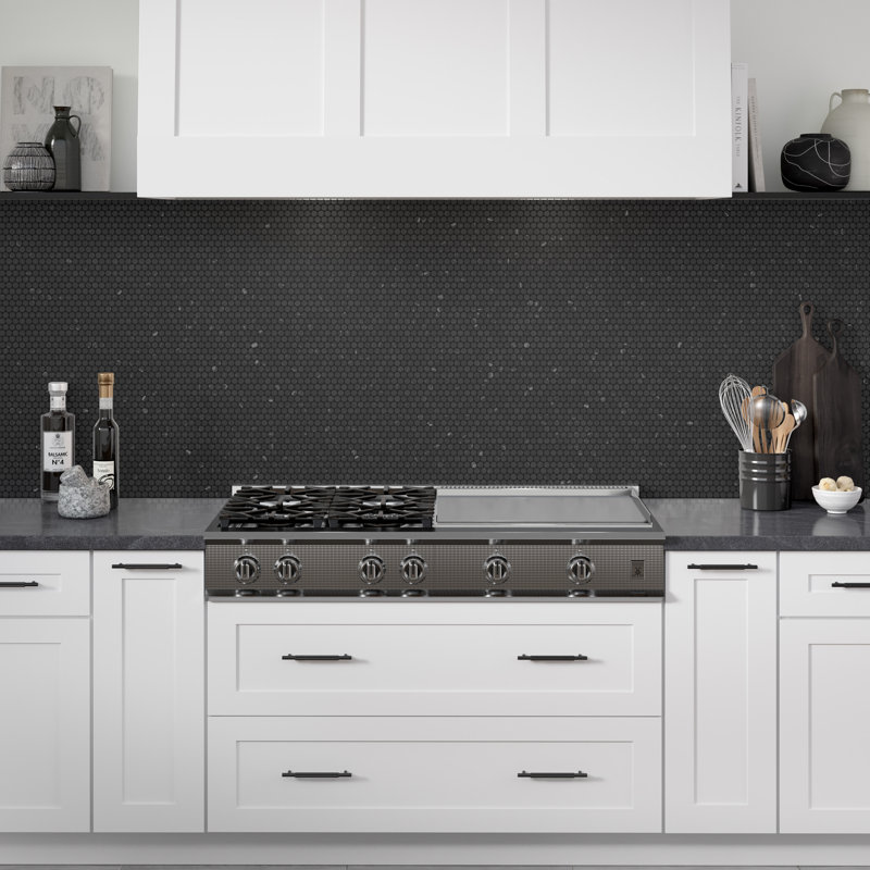 Elegan Nero 11 x 12 Porcelain Decorative Accent Tile, Nero