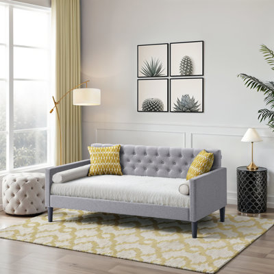 LuXeo Taylor Twin Size Upholstered Gray  Day Bed