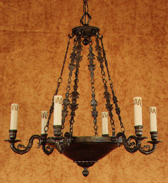Desantis 6 - Light Candle Style Chandelier, Antique French Gold