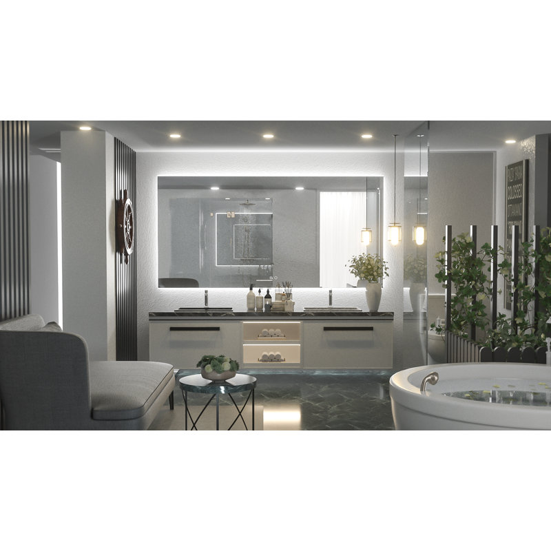 Adorna Dimmable Backlit LED Vanity Mirror with Anti-Fog, 36" x 72"