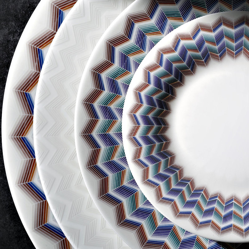 Zig Zag Bone China Salad/Dessert Plate, Blue