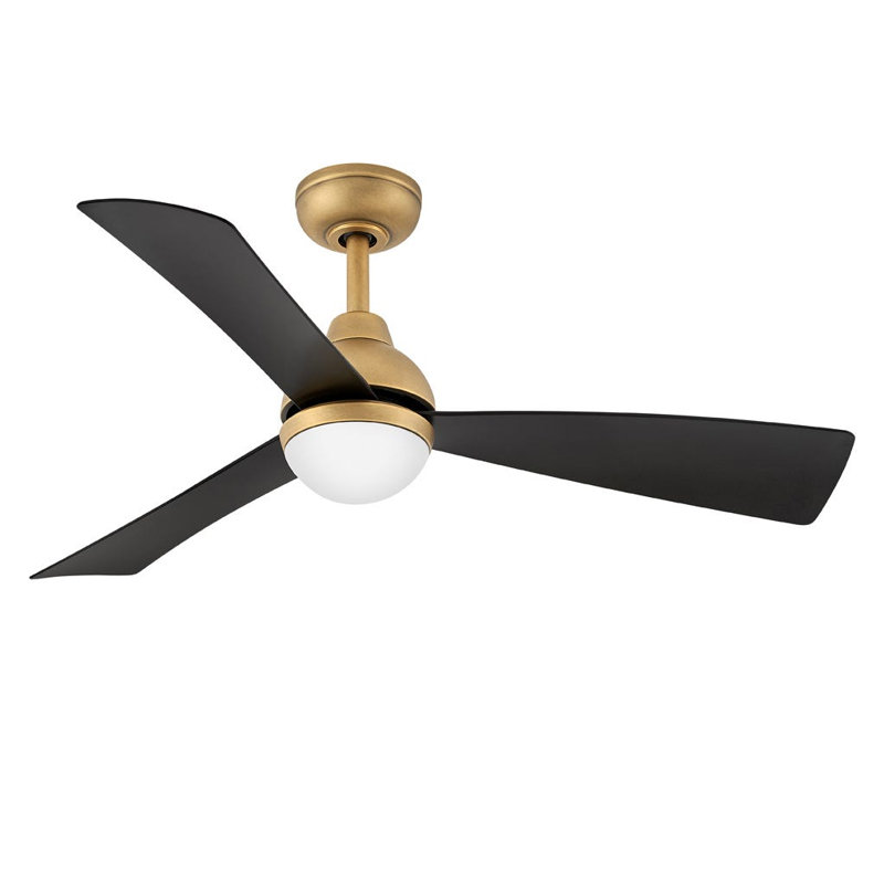 Ventilateur de plafond avec lumières DEL Brona, Laiton héritage / noir mat, 44"