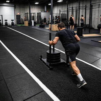 Yescom 4FTx50FT, piste de gazon de sport de qualité commerciale noire pour l'entraînement fonctionnel de piste de traîneau Hiit, H 0,6 po Elite Sprint Strip