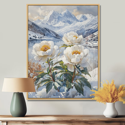 «Gleeta Snow Capped Pivoines Into The Forest I», art mural pivoines