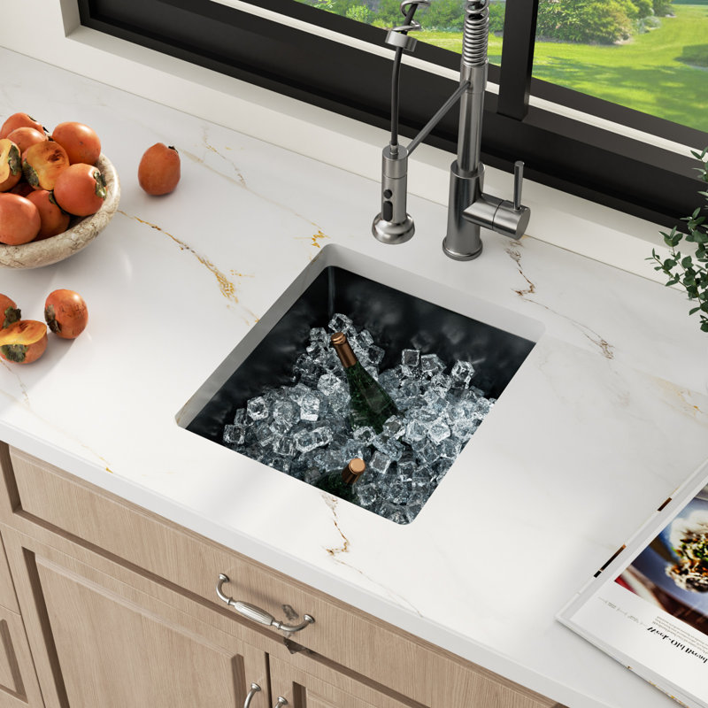 15" L x 17" W Bar Sink 16 Guage Single Bowl Stainless Steel Undermount Bar Kitchen Sink, Gunmetal Black