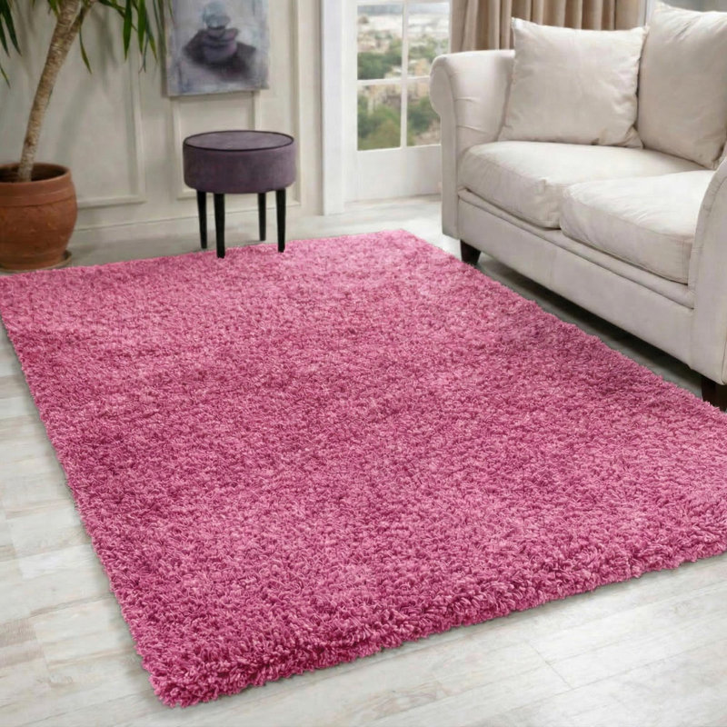 Esterly Pink Shaggy Rug, Rectangle 160 x 230cm