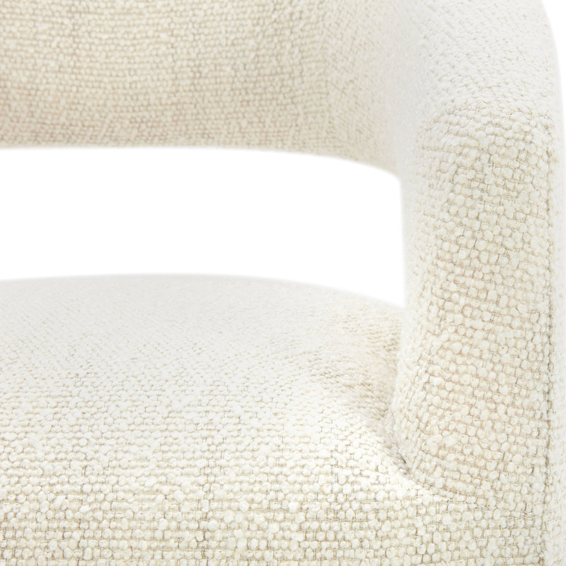 Camino Performance Fabric Rolling Arm Chair, Off White Boucle