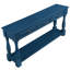 Console 63 po avec 3 tiroirs. Bleu marine, bois massif, structure en bois de 63 po facile à installer, stable et instructions d'installation