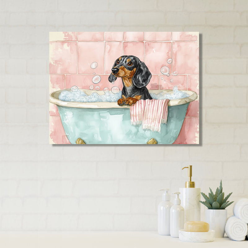 Bain moussant pastel I - Toile teckel, H 30 po x l 40 po, Toile tendue