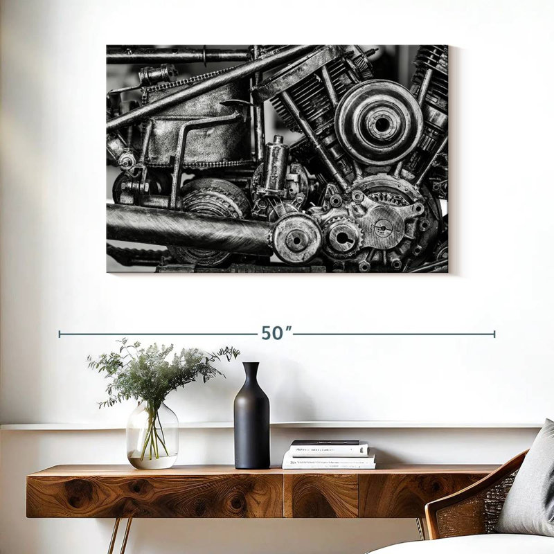Mehar Old Motorcycle Engine, 26" H x 39" W