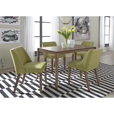 Ensemble de table rectangulaire 4 personnes Paulina avec chaises rembourrées vertes