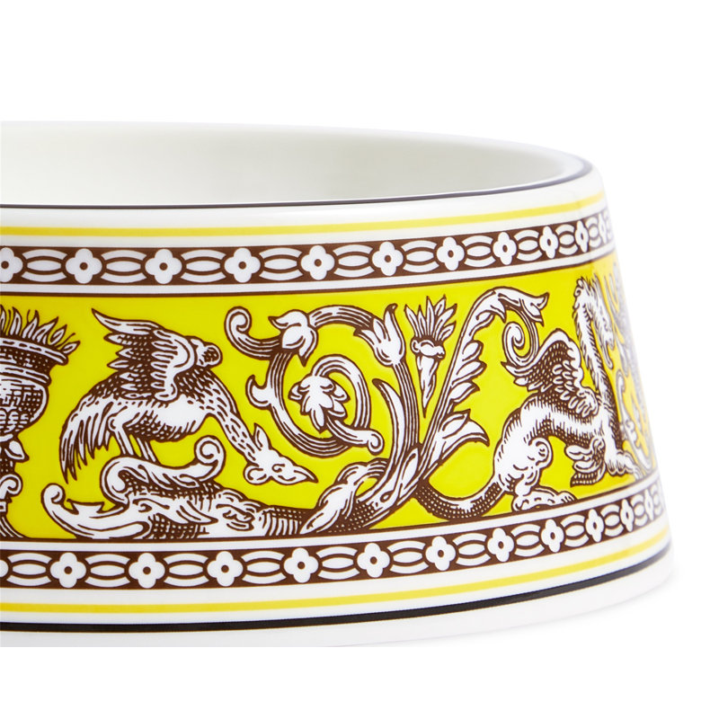 Florentine Turquoise Pet Bowl 17cm 6.6in, Yellow