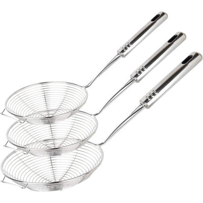 Set Of 3 Stainless Steel Spider Strainers