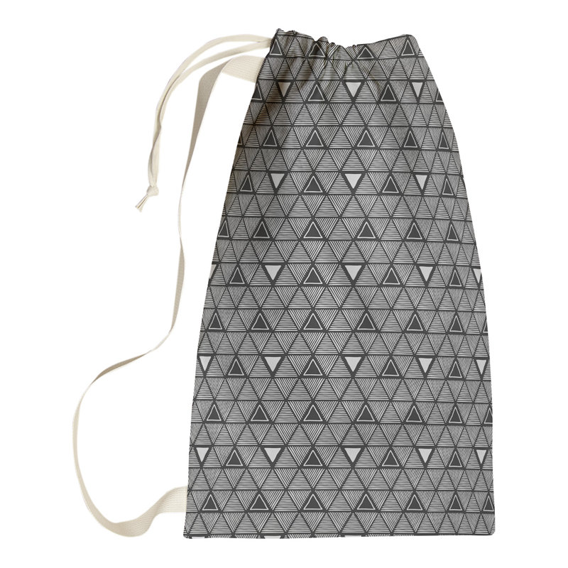 Sac à linge triangles dessinés à la main, H 29 po x l 18 po x P 1,5 po, Noir