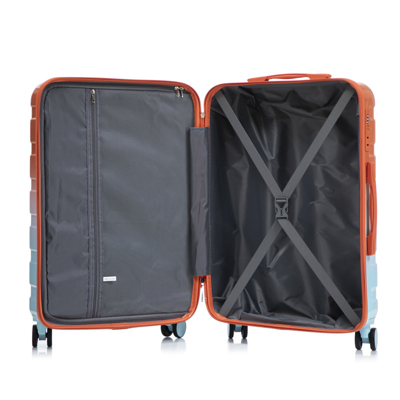 Ensemble 3 pièces de valises à roulettes en polycarbonate - 20 ", 24", 28 "valises latérales bleues et rouges