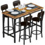 Ensemble de table de bar industriel avec 4 tabourets en polyuréthane - Ensemble de salle à manger 5 pièces à hauteur de comptoir (L 43 po)-753003437