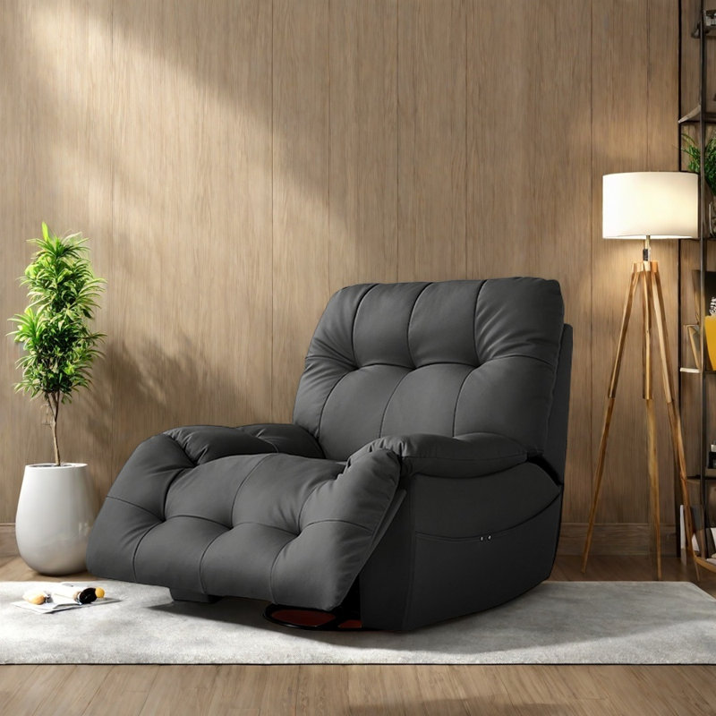 Comfortable adjustable recliner in solid wood, Black