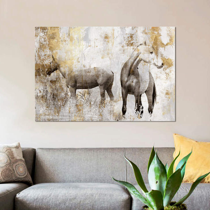 Équitation dorée II par Pi Galerie - Impression sur toile tendue sur toile tendue avec châssis, H 8 po x l 12 po x P 0,75 po