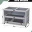Cage à hamster gris, enceinte en bois avec tunnels, plateau amovible, roulettes, façade et plateau ouverts, conçu pour une cage de bien-être en gris
